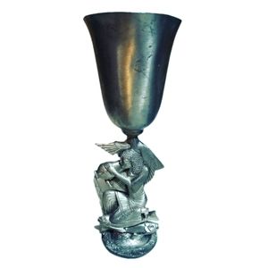 Unique Egyptian Revival Goddess Pewter Goblet signed "Aquarius Rising"  9oz